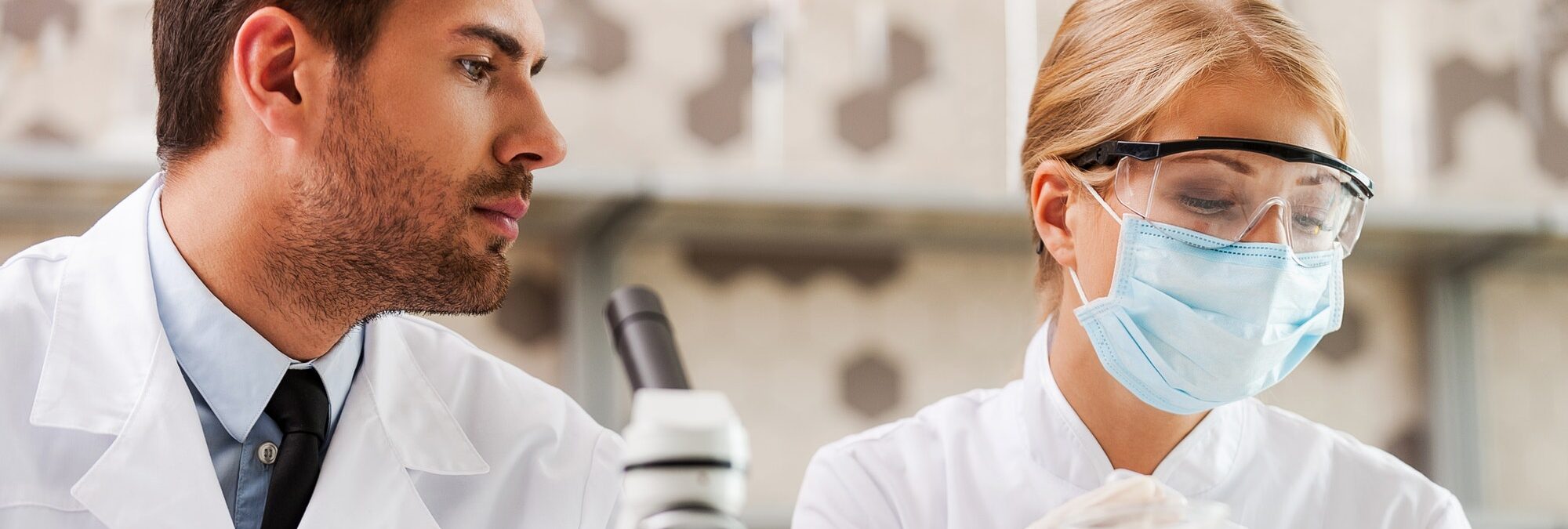 Researches in science laboratory.